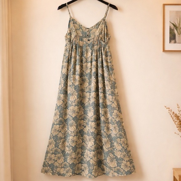 La Tropicale Dresses & Skirts - La Tropicale Maxi Dress Women One Size Blue Cream Excellent Hibiscus Floral Boho